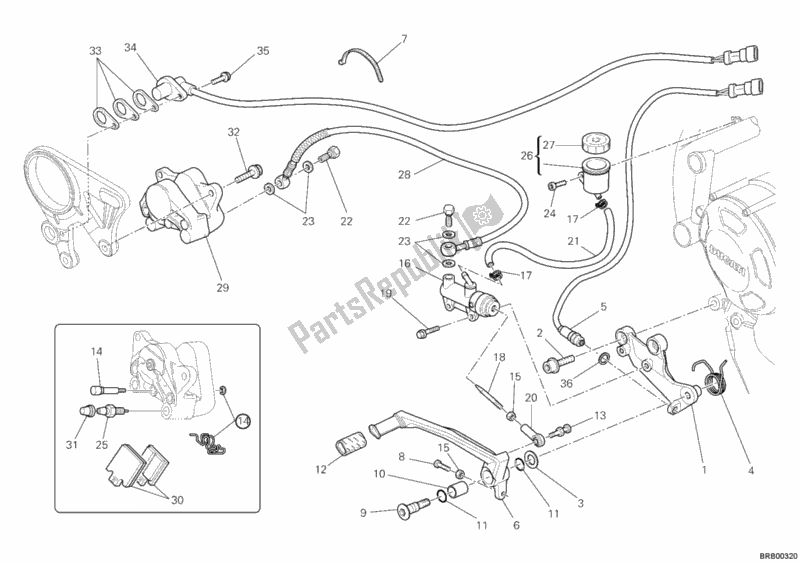 Todas as partes de Sistema De Freio Traseiro do Ducati Streetfighter S USA 1100 2011